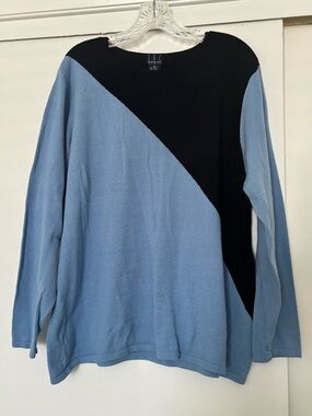INC International Concepts Light Blue and Black Long-Sleeve Woman’s Sweater